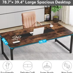 Shop Tribesigns Rectangular Conference Table, 6FT Meeting Seminar Table Computer Desk