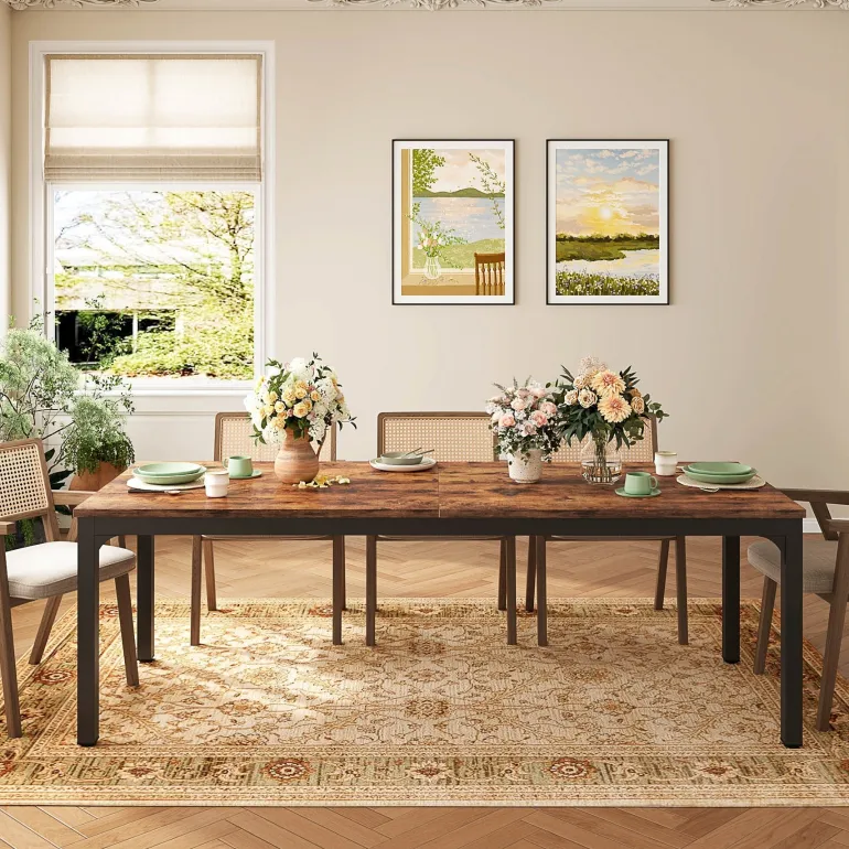 New Tribesigns Rectangular Dining Table, 78 inch Long Kitchen Table for 6-8 People