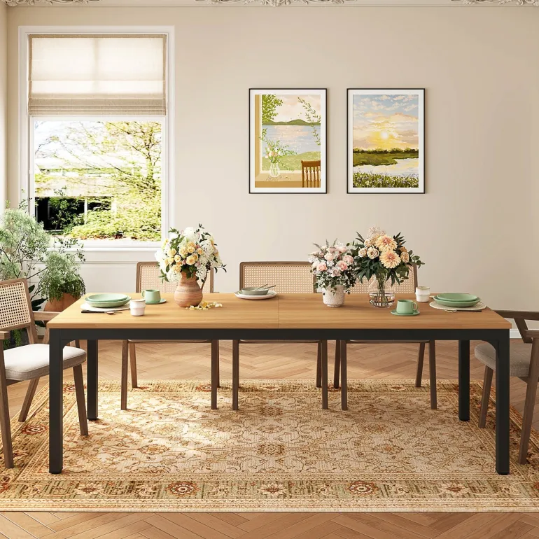New Tribesigns Rectangular Dining Table, 78 inch Long Kitchen Table for 6-8 People