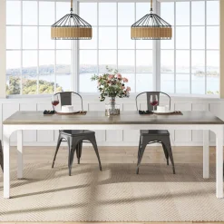 New Tribesigns Rectangular Dining Table, 78 inch Long Kitchen Table for 6-8 People