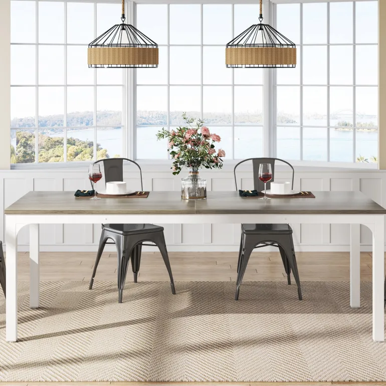 New Tribesigns Rectangular Dining Table, 78 inch Long Kitchen Table for 6-8 People