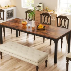 New Tribesigns Rectangular Dining Table, 78 inch Long Kitchen Table for 6-8 People