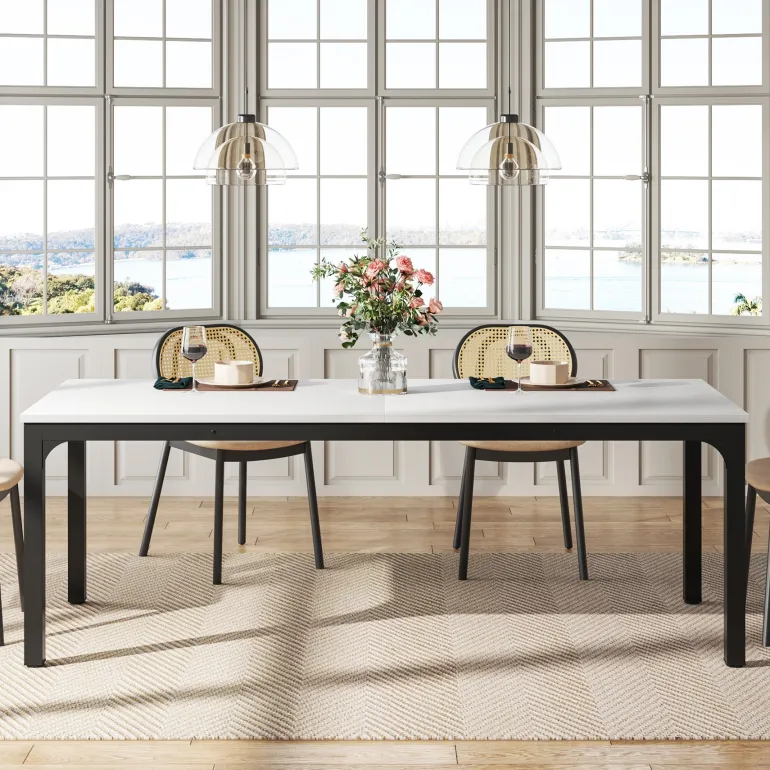 New Tribesigns Rectangular Dining Table, 78 inch Long Kitchen Table for 6-8 People
