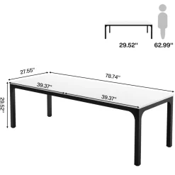 New Tribesigns Rectangular Dining Table, 78 inch Long Kitchen Table for 6-8 People