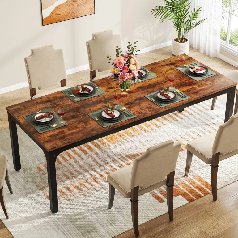 New Tribesigns Rectangular Dining Table, 78 inch Long Kitchen Table for 6-8 People