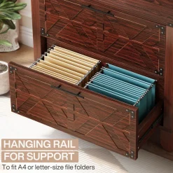 Online Tribesigns Retro File Cabinet, Storage Cabinet with 2 Storage Drawers