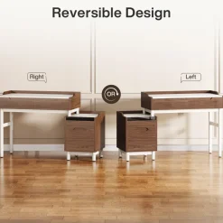 Cheap Tribesigns Reversible Computer Desk, Home Office Desk With File Drawer Cabinet