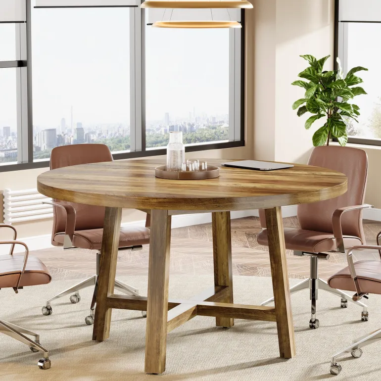 Online Tribesigns Round Conference Table, 47" Meeting Table Business Seminar Table for 4 - 6