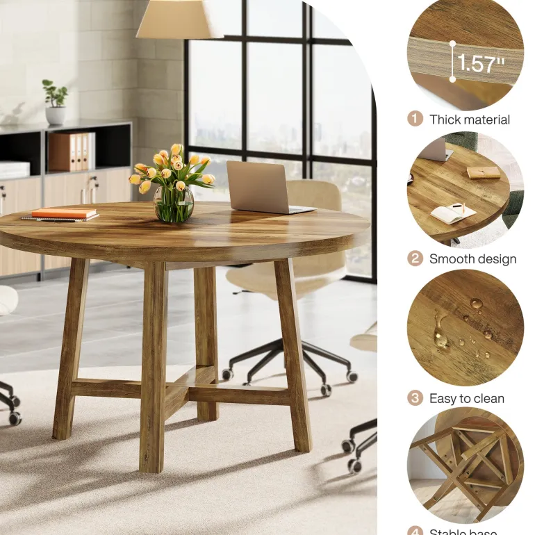 Online Tribesigns Round Conference Table, 47" Meeting Table Business Seminar Table for 4 - 6
