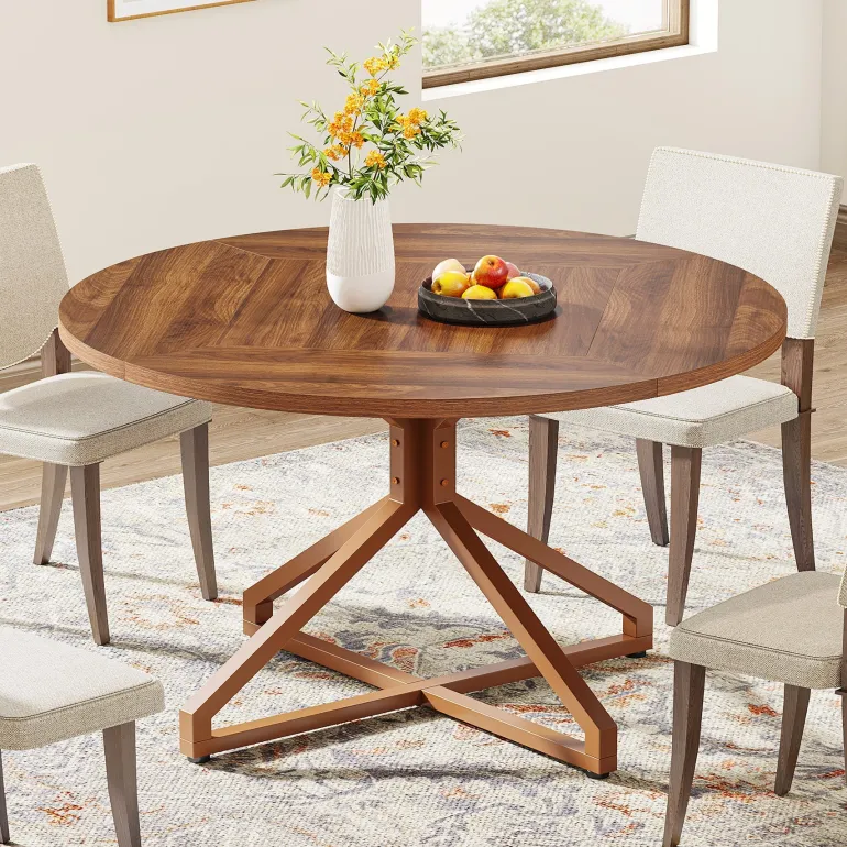 Clearance Tribesigns Round Dining Table, 47" Circle Kitchen Table for 4-6 People