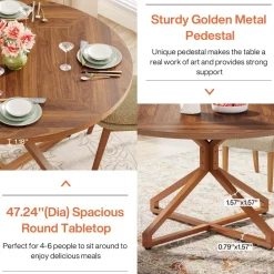 Clearance Tribesigns Round Dining Table, 47