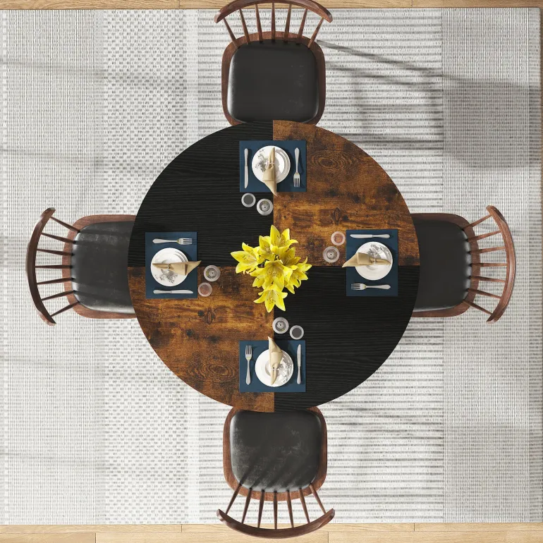 Best Tribesigns Round Dining Table, 47" Kitchen Dinner Table with Storage Shelf