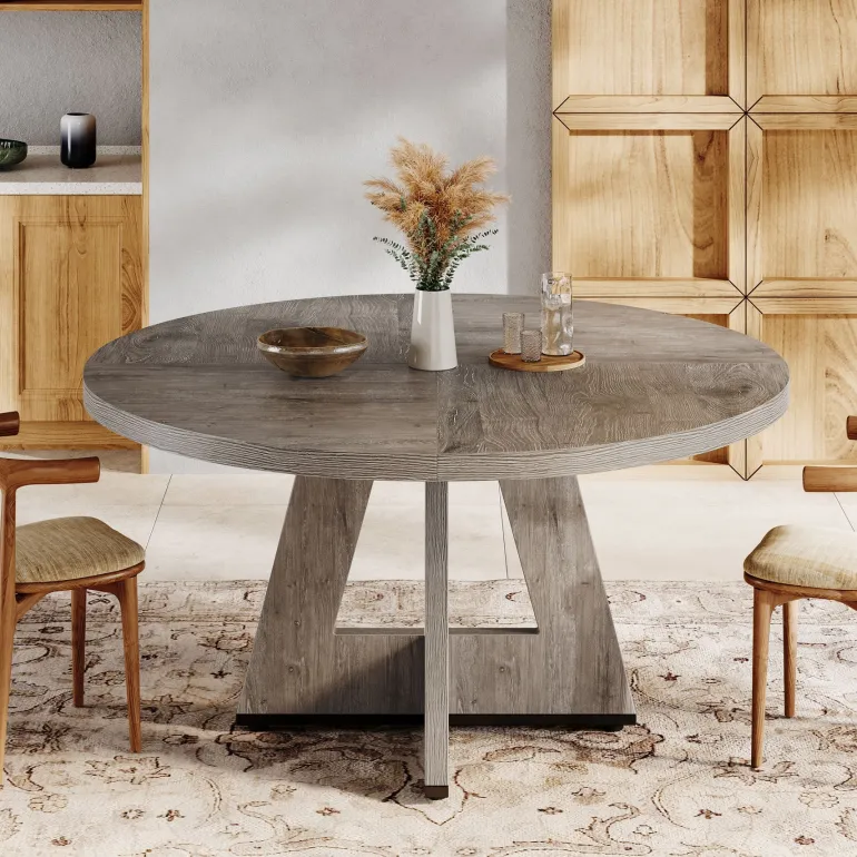 Outlet Tribesigns Round Dining Table for 4, 47" Wood Kitchen Table Farmhouse Dinner Table