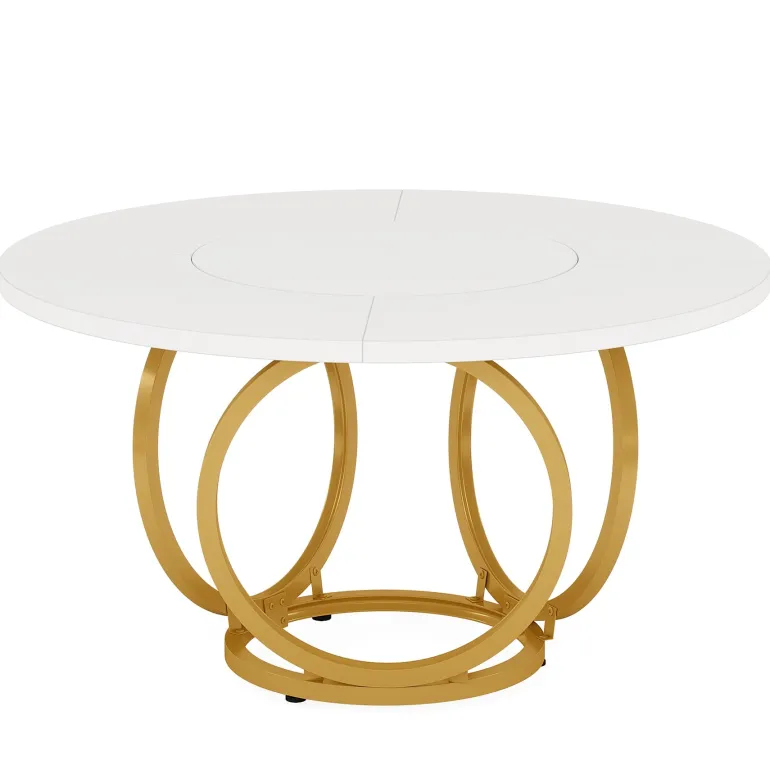 Best Sale Tribesigns Round Dining Table for 4, Modern 47" Kitchen Table with Metal Base