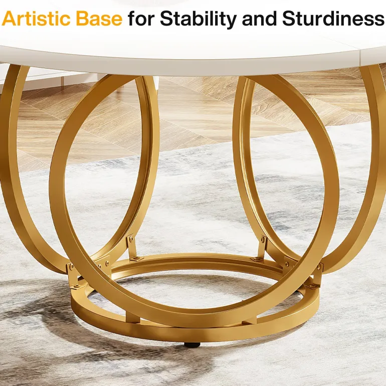 Best Sale Tribesigns Round Dining Table for 4, Modern 47" Kitchen Table with Metal Base