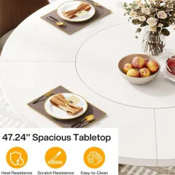 Best Sale Tribesigns Round Dining Table for 4, Modern 47