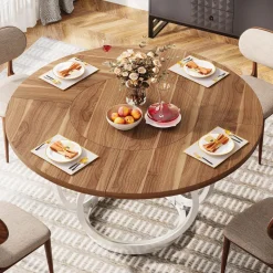 Best Sale Tribesigns Round Dining Table for 4, Modern 47