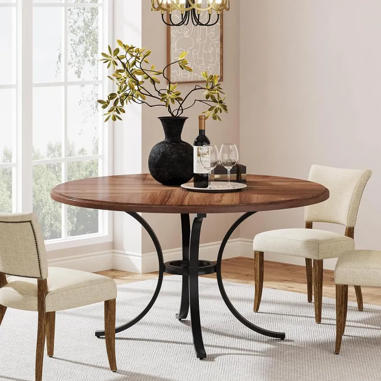 New Tribesigns Round Dining Table for 4-6 People, 47" Modern Kitchen Table