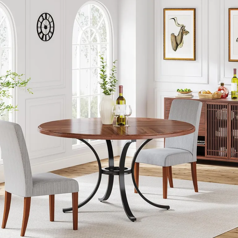 New Tribesigns Round Dining Table for 4-6 People, 47" Modern Kitchen Table