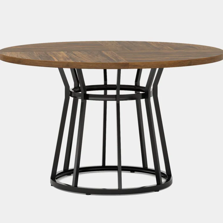 Sale Tribesigns Round Dining Table for 4 People, 47.2" Kitchen Dinner Table with Metal Base