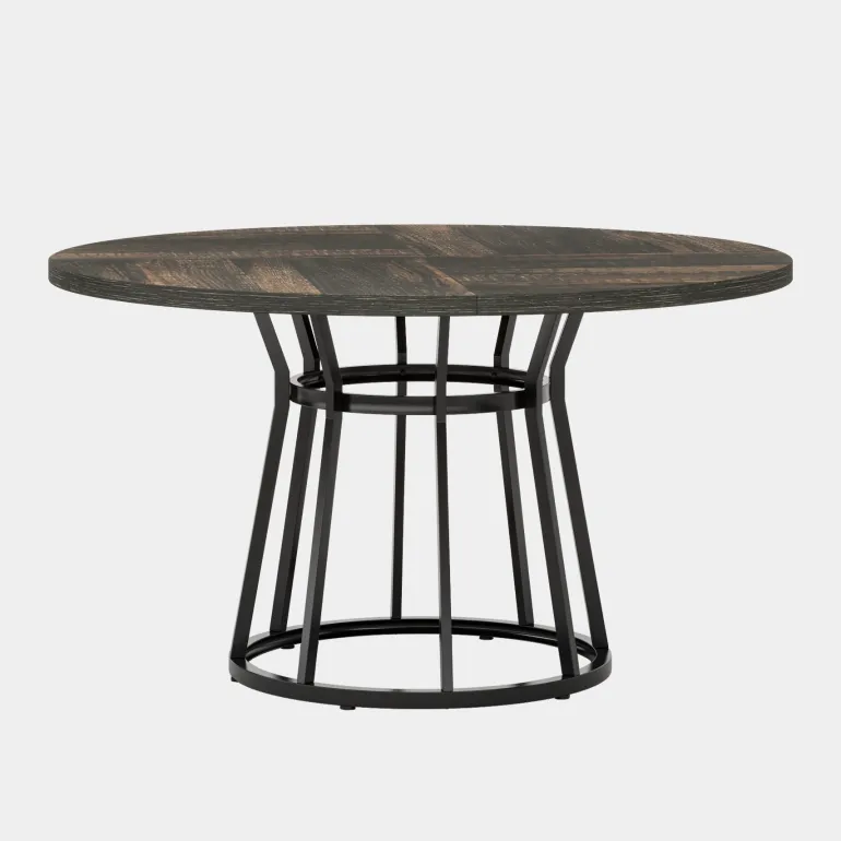 Sale Tribesigns Round Dining Table for 4 People, 47.2" Kitchen Dinner Table with Metal Base
