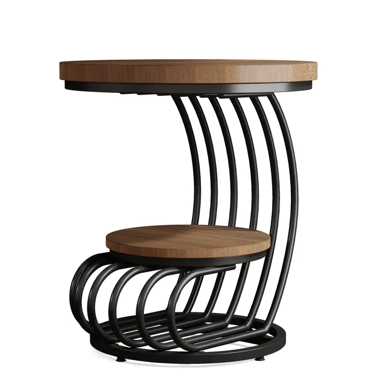 Fashion Tribesigns Round End Table, 2 Tiers Faux Marble Side Table with Storage Shelf