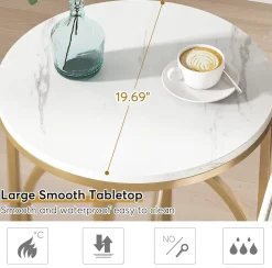 Hot Tribesigns Round End Table, Modern Sofa Side Table with Faux Marble Top