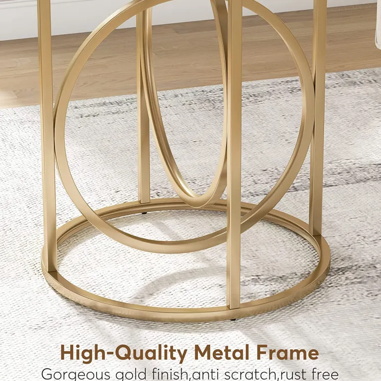 Hot Tribesigns Round End Table, Modern Sofa Side Table with Faux Marble Top
