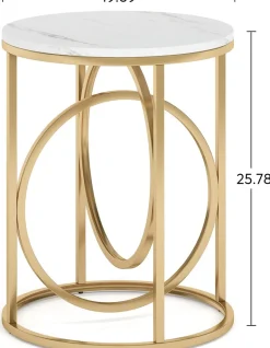 Hot Tribesigns Round End Table, Modern Sofa Side Table with Faux Marble Top