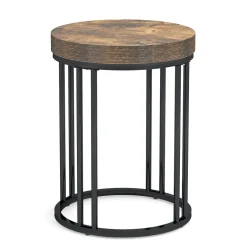 Fashion Tribesigns Round End Table, Small Accent Side Table with Metal Frame