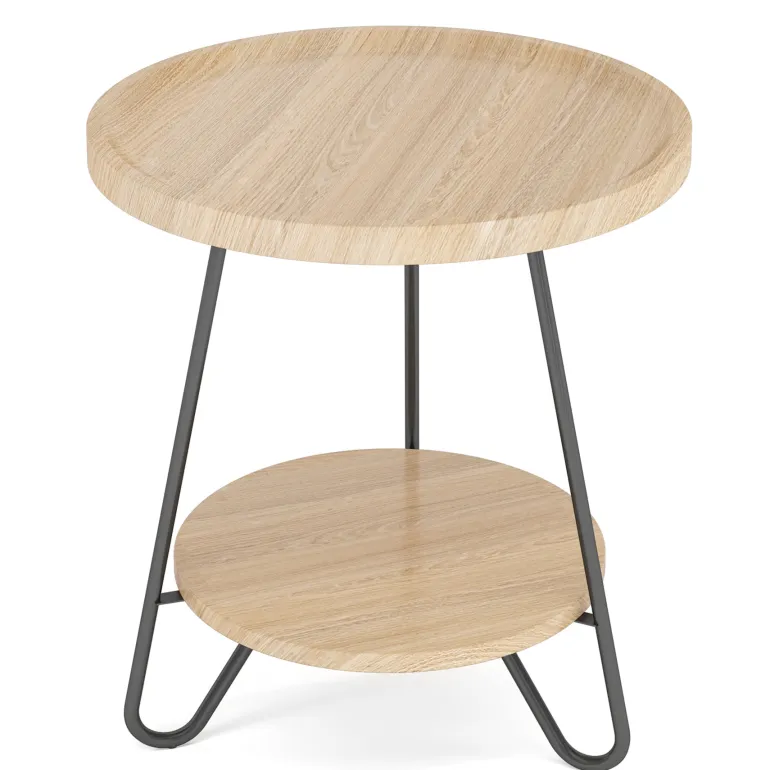 Hot Tribesigns Round End Table, 2-Tier Side Table Accent Table with Metal Legs