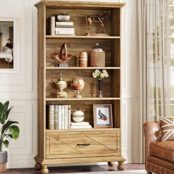 Clearance Tribesigns 6-Shelf Bookcase with Drawer, 71