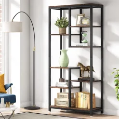 Clearance Tribesigns 8-shelf Bookshelf, Industrial Open Bookcase Storage Display Rack