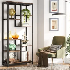 Clearance Tribesigns 8-shelf Bookshelf, Industrial Open Bookcase Storage Display Rack