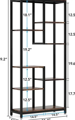 Clearance Tribesigns 8-shelf Bookshelf, Industrial Open Bookcase Storage Display Rack