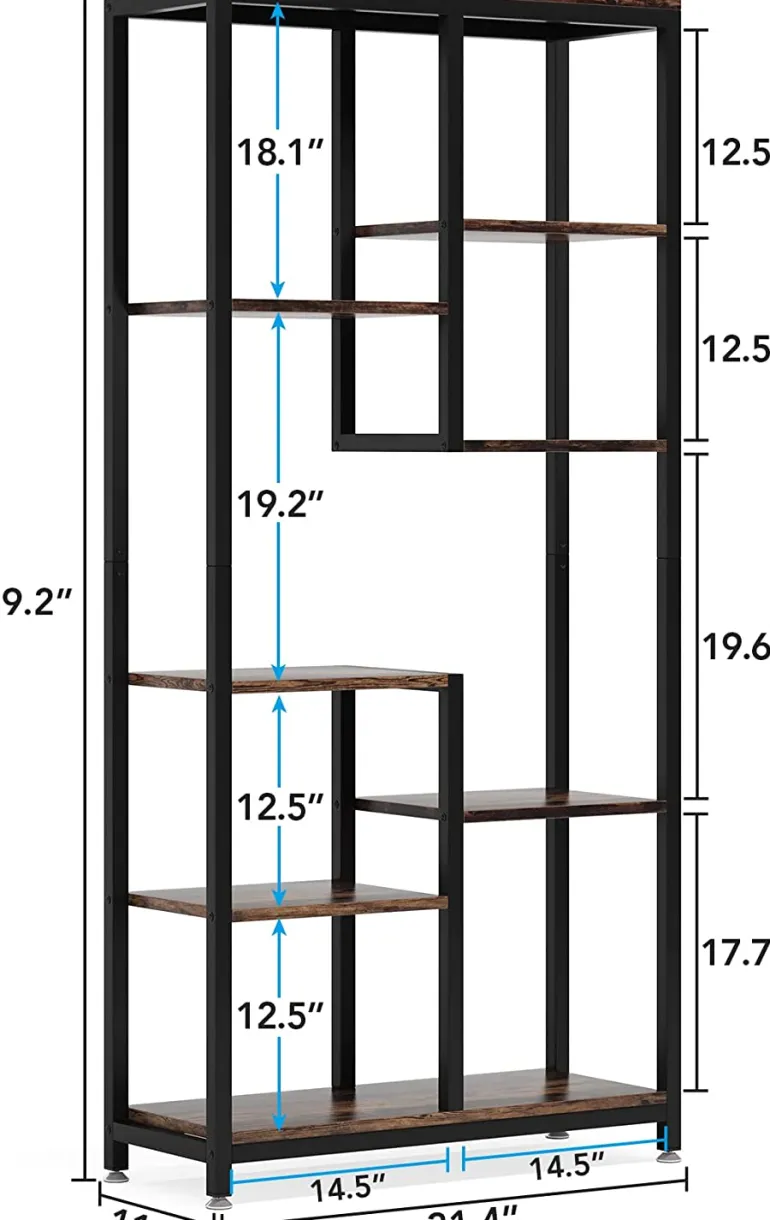 Clearance Tribesigns 8-shelf Bookshelf, Industrial Open Bookcase Storage Display Rack