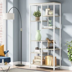Clearance Tribesigns 8-shelf Bookshelf, Industrial Open Bookcase Storage Display Rack