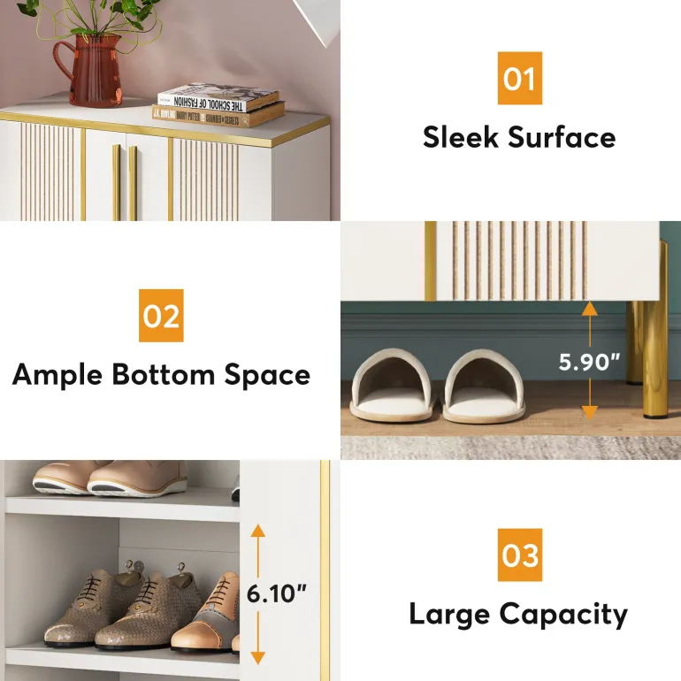 Best Tribesigns Shoe Cabinet , 6-Tier Shoe Storage Organizer with Adjustable Shelves & Doors