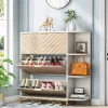 New Tribesigns Shoe Cabinet, Modern 24 Pair Shoe Rack Organizer with Doors & Shelves