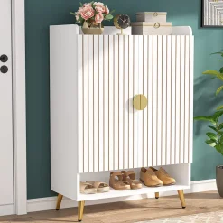 Sale Tribesigns Shoe Cabinet, Shoe Storage Organizer with Adjustable Shelves