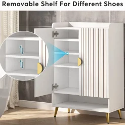 Sale Tribesigns Shoe Cabinet, Shoe Storage Organizer with Adjustable Shelves