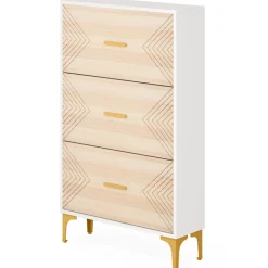 Cheap Tribesigns Shoe Cabinet, Slim Hidden Shoe Rack Organizer with 3 Flip Drawers