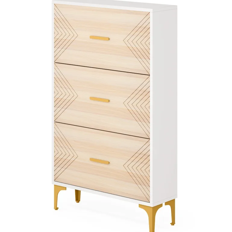 Cheap Tribesigns Shoe Cabinet, Slim Hidden Shoe Rack Organizer with 3 Flip Drawers