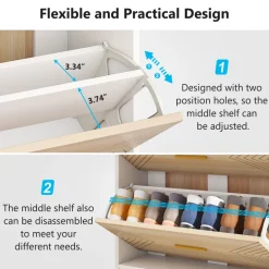 Cheap Tribesigns Shoe Cabinet, Slim Hidden Shoe Rack Organizer with 3 Flip Drawers