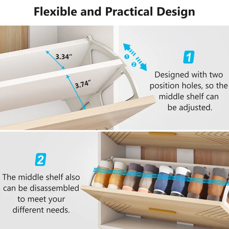 Cheap Tribesigns Shoe Cabinet, Slim Hidden Shoe Rack Organizer with 3 Flip Drawers