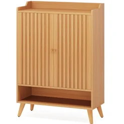 Cheap Tribesigns Shoe Cabinet, Slim Shoe Organizer with Adjustable Shelves and Open Shelf