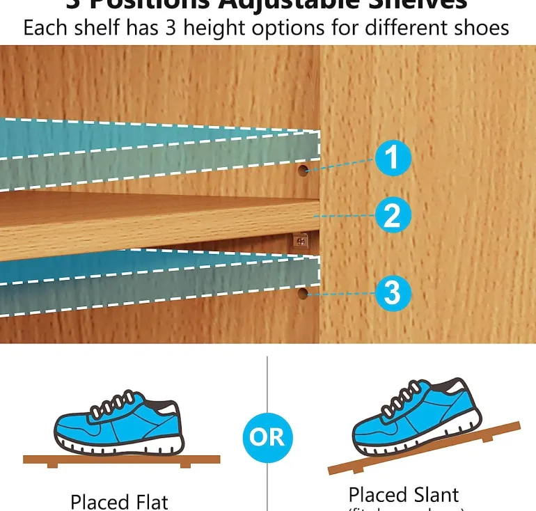 Cheap Tribesigns Shoe Cabinet, Slim Shoe Organizer with Adjustable Shelves and Open Shelf