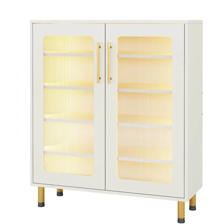 Hot Tribesigns Shoe Cabinet, 5-Tier Shoe Organizer with LED Light & Acrylic Doors