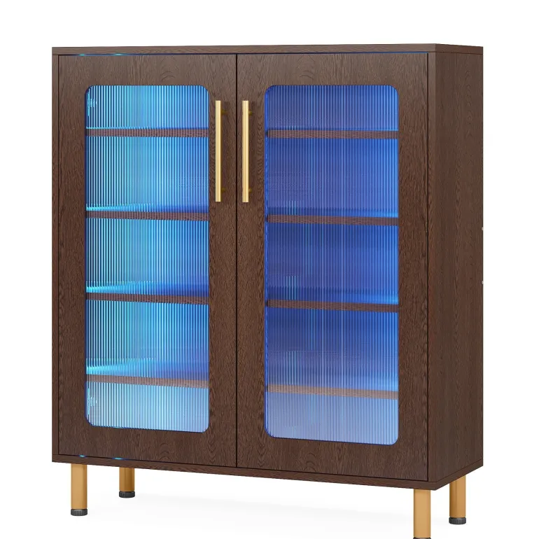 Hot Tribesigns Shoe Cabinet, 5-Tier Shoe Organizer with LED Light & Acrylic Doors