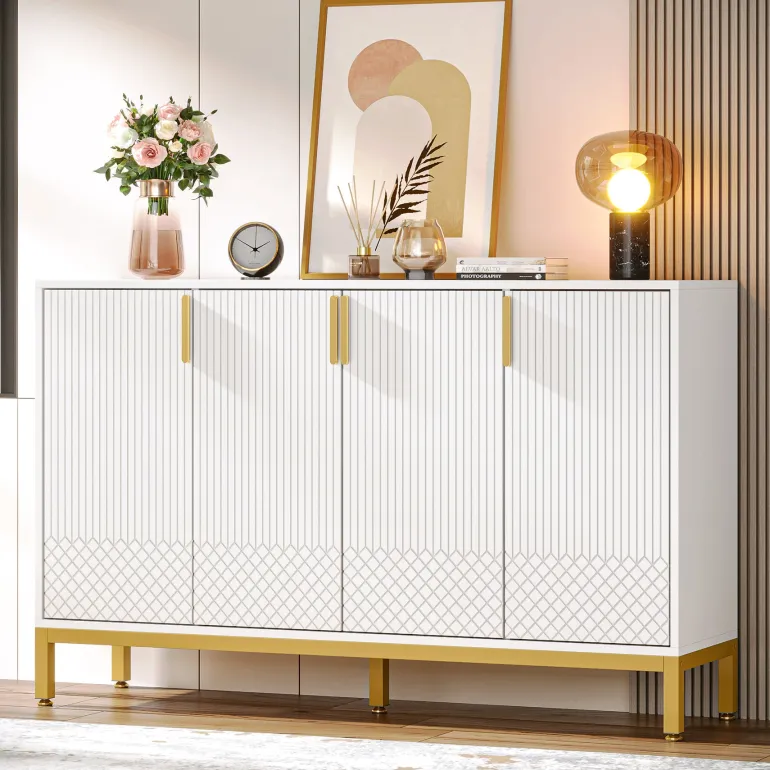 Online Tribesigns Sideboard Buffet, 59" Luxury Buffet Storage Cabinet with 4 Doors